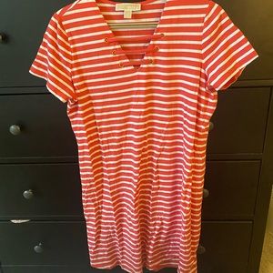 Michael Kors pink stripe v-neck casual dress